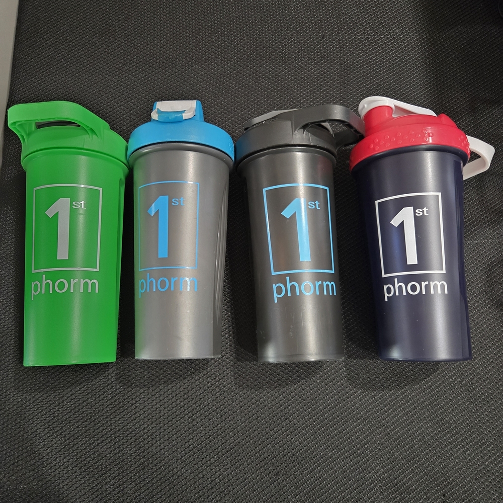 1st Phorm Shaker Bottle Set - Green, Gray, Blue, and Black